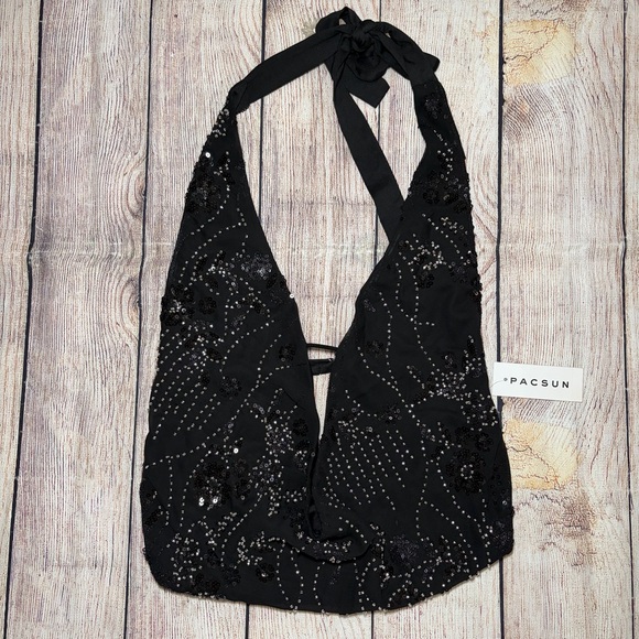 Edikted Beaded Chiffon Backless Top - Picture 4 of 9